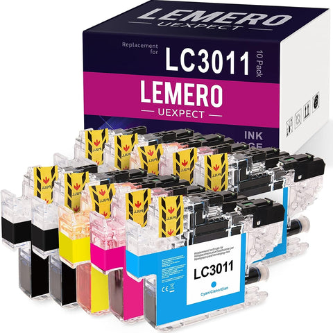 LemeroUexpect Compatible Ink Cartridge Replacement for Brother LC3011 LC-3011 LC3013 LC3011BK for MFC-J491DW MFC-J497DW MFC-J690DW MFC-J895DW Printer (4 Black 2 Cyan 2 Magenta 2 Yellow, 10-Pack)