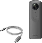 BoxWave Cable Compatible with Ricoh Theta V (Cable by BoxWave) - Micro USB DuraCable, Braided Micro USB Charging Cable for Ricoh Theta V - Space Grey