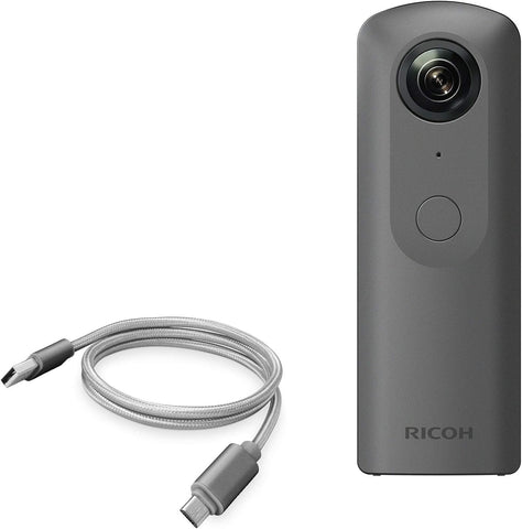 BoxWave Cable Compatible with Ricoh Theta V (Cable by BoxWave) - Micro USB DuraCable, Braided Micro USB Charging Cable for Ricoh Theta V - Space Grey