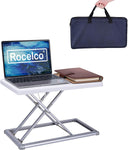 Rocelco 19" Portable Laptop Riser, Height Adjustable Travel Standing Desk Converter, Premium Compact Sit Standup Keyboard Monitor Rising Workstation with Carry Bag, White R PDRW