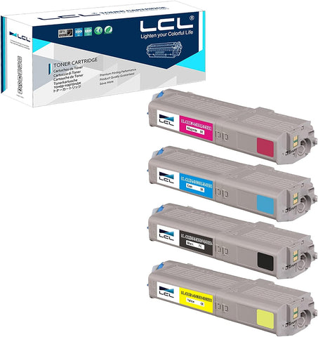 LCL Compatible Toner Cartridge Replacement for OKI C532DN C542DN MC563DN MC573DN 46490604 46490603 46490602 46490601 C532 C542 MC563 MC573 (4-Pack Black Cyan Yellow Magenta)