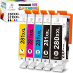 Miss Deer Compatible 280 281 Ink Cartridge for Canon PGI-280XXL CLI-281XXL PGI280XXL CLI281XXL Work with Pixma TR7520 TR8520 TS6120 TS6220 TS8120 TS8220 TS9120 TS9520 (1PGBK, 1BK, 1C, 1M, 1Y) 5 Pack