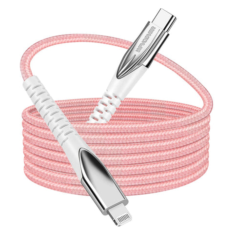 USB-C to Lightning Cable [MFI Certified]10FT/3M WFVODVER iPhone 12 Nylon Braided Type C Fast Charging Cable Compatible with iPhone 12/12Mini/12 Pro/11/11Pro/11 Pro Max/X/XS/XR/XS MAX (Pink)
