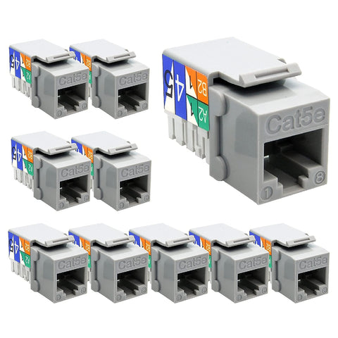 Beszin Cat.5E RJ45 110 Type Keystone Jack (10-Pack, Gray)