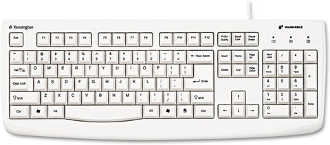 Kensington 64406 Pro Fit USB Washable Keyboard, 104 Keys, Wired, White
