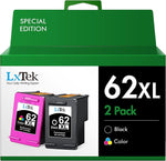 LxTek Ink Cartridge Replacement for HP 62XL 62 XL to Compatible with Envy 5540 5660 7645 5642 5542 5643 5640 7644 OfficeJet 250 5740 200 5745 Printer (1 Black,1 Tri-Color, 2 Pack)