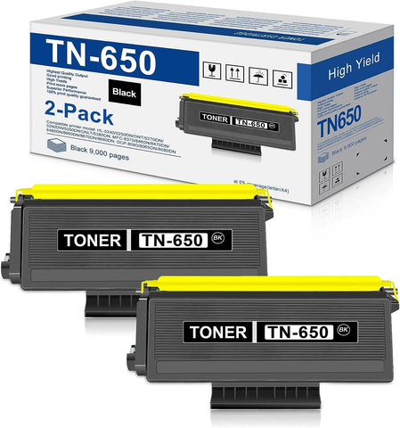 TN-650 (TN650) High Yield Black Toner Cartridge, 2-Pack, Replacement for Brother TN650 TN-650 Black Toner Use with CP-8080DN DCP-8085DN HL-5340D HL-5350DN MFC-8480DN MFC-8680DN Printer