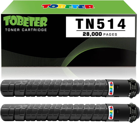 ToBeter TN514 Compatible Toner Cartridge Replacement for Konica TN-514 514K A9E8130 for Minolta Bizhub C458 C558 C658 (Black, 2-Pack)