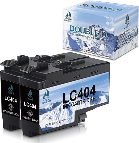 DOUBLE D LC404 Ink Cartridges Compatible Replacement for Brother LC404 LC 404BK Work for Brother MFC-J1205W MFC-J1215W(2 Black)