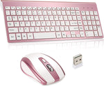 Wireless Keyboard and Mouse, Compact Full Size USB Slim Business Portable Travel, Ergonomic, for Mac/PC/Laptop/Windows XP/ME/Vista / 7/8 / 10/11,Woman Cordless Mute Keyboard?Hot Pink