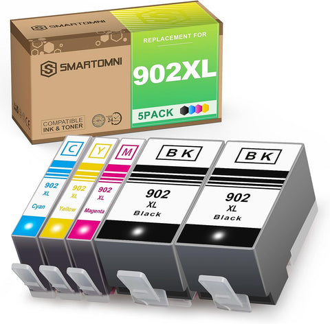 S SMARTOMNI Compatible 902XL Ink Cartridges Upgraded-Chip Replacement for HP 902 902XL Ink Cartridge Combo Pack Black and Color for Use in HP OfficeJet Pro 6960 6962 6970 6975 6978 6968 6975