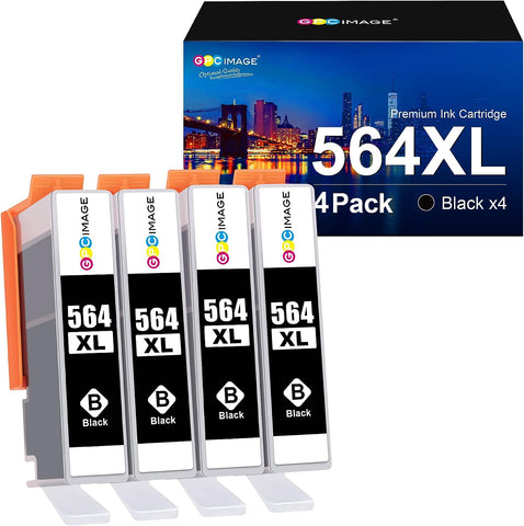 GPC Image Compatible Ink Cartridge Replacement for HP 564XL 564 XL Compatible with DeskJet 3520 3522 Officejet 4620 Photosmart 5520 6510 7520 7525 Printer (4 Black)