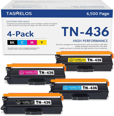 TASMELOS TN436 TN 436 433 Toner Cartridge 4pack Compatible for Brother TN433 tn-436 TN431 Toner HL-L9310CDW HL-8260CDW HL-8360CDW HL-8360CDWT MFC-L8900CDW MFC-L8690CDW MFC-L9570CDWT MFC-L8610CDW