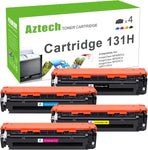 Aztech Compatible Toner Cartridge Replacement for Canon 131 131H CRG131 CRG-131 Toner Cartridge ImageClass MF8280Cw MF624Cw MF628Cw LBP7110Cw Printer Ink (Black, Cyan, Magenta, Yellow, 4-Pack)