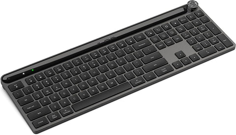 JLab Epic Wireless Keyboard | Black | 108 Keys | Connect Via Bluetooth or USB Wireless Dongle | Multi-Device Toggle | Soft Touch Keys | Smart Media Knob | Custom User Profiles | Rechargeable (1 Pack)