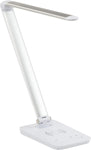 Safco Products 1009SL, Pivoting Neck, Built-in Wireless, USB Port Vamp LED Lamp with Charging Pad, Silver, 16" D x 5" W x 16.75" H