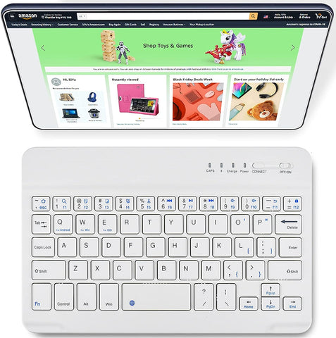 DETUOSI Universal 7-8 inch Wireless Bluetooth Keyboard, Multi-Device Travel Portable Ultrathin (6mm) Lightweight Wireless Bluetooth Keyboard for iOS/Android/Windows Tablet, Computer and Phone #White