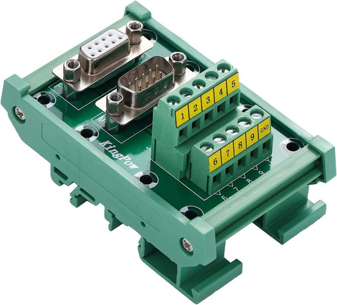 Jienk DB9 Male/Female D-SUB Din Rail Mount Interface Module, RS232 Serial D-sub 9Pin Port Terminal Block Breakout Board