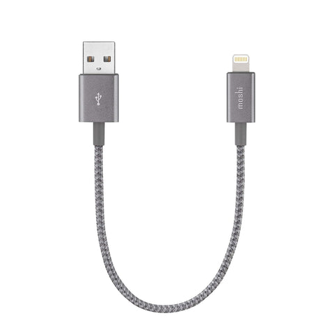 Moshi Integra USB-A to Lightning Cable 0.8 ft/0.25 m, iPhone Charger, MFi-Certified, Ballistic NylonBraiding, Compatible with iPhone 12, AirPods Pro, iPad, Gray