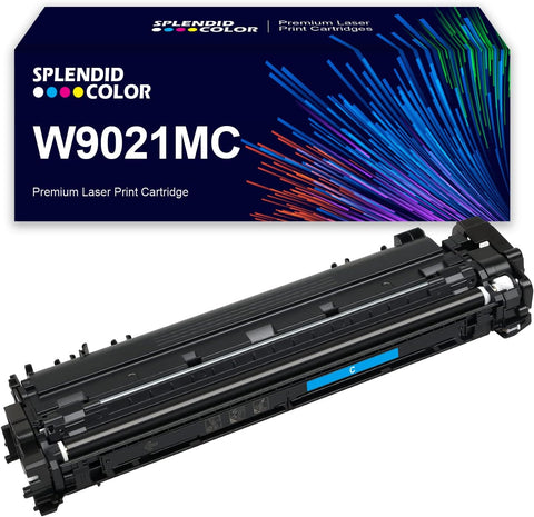 SPLENDIDCOLOR Remanefactured W9021MC Cyan Toner Cartridge Replacement for HP MFP E75245dn Printer.