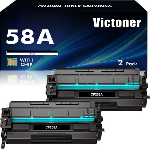 58A CF258A 58X CF258X MFP M428fdw Toner Cartridge Black (with Chip) Compatible Replacement for HP 58A CF258A Laserjet MFP M428fdw M428fdn M428dw M404 M428 Pro M404n M404dn M404dw Printer Ink (2 Pack)