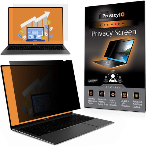 Privacy IQ 15.6" Inch 16:9 Laptop Privacy Screen-Filter for 60 Degree Privacy, Advanced Anti-Glare, UV Light Reduction & Blue Light Filter; Fits a Variety of laptops Including Asus Dell HP Lenovo