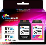 ColoWorld for HP 67XL Ink Cartridges Black/Color Combo Pack, 67XL for HP Printer Ink for HP Ink 67 for HP67, Compatible for DeskJet 4155e 2755e 2700 4100 2752e Envy 6000 6055e 6400 6455e 6458e Printer