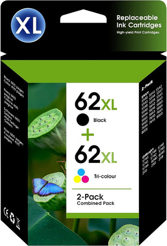 62XL Ink Cartridges Comba Pack Replacement for HP 62xl Ink 62XL Works with HP Envy 5540 5549 5640 5660 7640 7645 (2Pack 1Black,1Color)