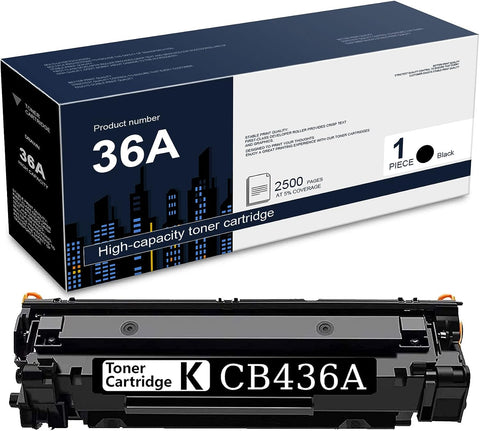 DRAWN (with Chip) 36A Black Toner Cartridge CB436A (1-Pack) Compatible CB436A Toner Cartridge Replacement for HP 36A M1120 MFP M1522n MFP M1522nf MFP P1505 P1505n Printer