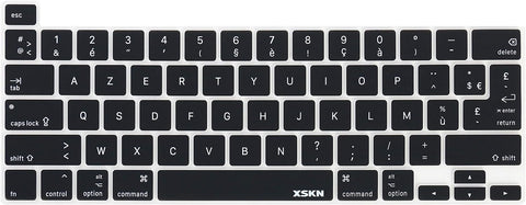 XSKN French Language Black Silicone Keyboard Cover Skin for Touch Bar Models 2019 New MacBook Pro 16 inch A2141 2020 New MacBook Pro 13.3 inch A2251 A2289 A2338 M1 Keyboard US & EU Common Version