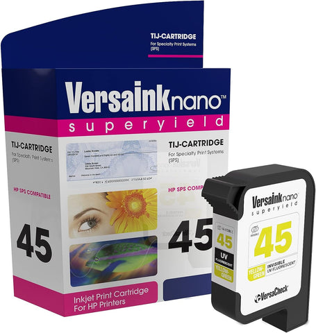 VersaInk-Nano 45 TIJ 2.5 Invisible UV Fluorescent Yellow-Green Ink Cartridge - Compatible with HP 45 TIJ, C8842A and 51645A Cartridge Models