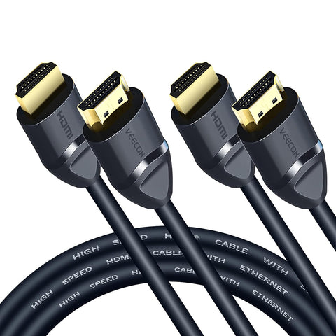 VEECOH 4K HDMI Cables 10Ft/3M 2-Pack,High Speed Hdmi Cables 2.0,Highwings HDR 4K@60Hz 1080P@120Hz,HDMI Cord Support 3D,HD,ARC,CEC,HDCP 2.2,Compatible with PS4/Xbox One/Roku TV/HDTV/Blu-ray