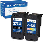 Relcolor 275XL 276XL Ink Cartridge Replacement for Canon PG-275 CL-276 275 276 Combo XL Compatible with Canon PIXMA TS3520 TS3522 TS3500 TR4720 TR4722 TR4700 Printer(Black Color, 2 Pack