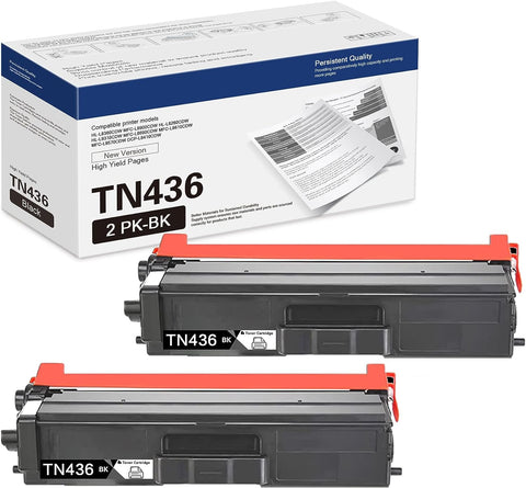 ATSMAKE TN436 TN433 TN431 TN433BK (New Chip)Toner Cartridge Compatible for Brother TN436 TN433 TN431 Toner Cartridge MFC-L8900CDW HL-L8360CDW HL-L9310CDW MFC-L8690CDW MFC-L8610CDW DCP-L8410CDW(2Black)