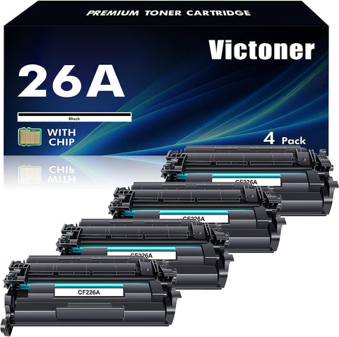 26A CF226A Toner Cartridges 4 Pack Compatible Replacement for HP 26A CF226A 26X CF226X M426fdw Pro M402n M402dn M402dw M402 Pro MFP M426fdn M426dw M426 Series Printer High Yield Ink (Black,4-Pack)