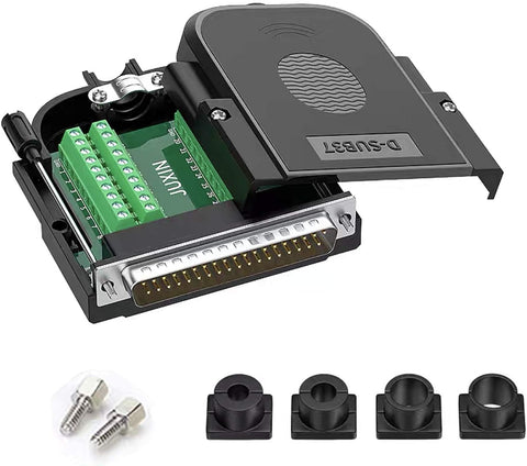 Jienk RS232 DB37 Male Serial Adapter, D-SUB 37Pin Port Terminal Solderless Breakout Board Connector with Case Long Bolts Tail Pipe