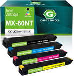 GREENBOX Compatible MX-60NT High Yield Toner Cartridge Replacement for Sharp MX-60NT MX-60NTBA MX-60NTCA MX-60NTMA MX-60NTYA for MX-2630 3050 3570 4050 4070 6070 Printer (4 Pack)