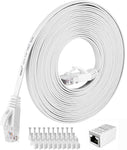 Cat6 Ethernet Cable Flat Network Cable with Rj45 Connectors, High Speed Network LAN Cable with one RJ45 Coupler, for Computer,Router, Modem, PS4, Xbox one, Switch Boxes (100 Feet)