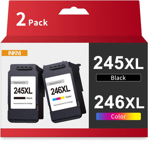 InkNI Compatible Ink Cartridge Replacement for Canon 245XL 246XL PG-245 XL Ink for Pixma TR4520 TR4522 MX492 MG2522 MX490 TS3122 TS3322 Printer (Black, Tri-Color)