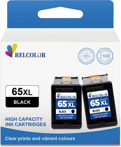 Relcolor Replacement for HP Ink Cartridge 65 65XL HP65 XL Black Combo for Envy 5000 5055 5052 5014 DeskJet 3755 3700 3772 3752 2622 2652 2600 Printer, HP65XL