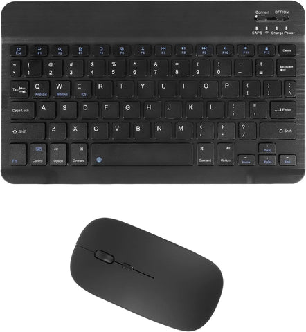 Keyboard and Mouse Combo, Rechargeable 3 DPI Adjustable Ultra-Thin 2.4 GHz Wireless Bluetooth Keyboard and Mouse for Apple iPad iPhone Samsung Tablet Phone Smartphone iOS Android Window(Black)