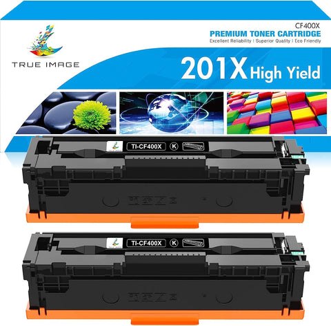 TRUE IMAGE Compatible Toner Cartridge Replacement for HP 201X CF400X 201A CF400A Color Laserjet Pro MFP M277dw M277c6 M252dw M252n M252 M277 M277n 277dw Ink Printer (Black, 2-Pack)