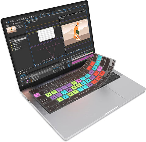 JCPal Adobe After Effects Shortcut Guide Keyboard Cover for 2021/2023 M1/M2 Apple MacBook Pro 14 inch and MacBook Pro 16 inch, 2022 M2 MacBook Air 13 inch, 2023 M2 MacBook Air 15 inch (US-Layout)