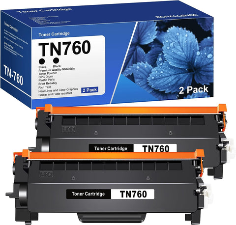 TN760 Toner Cartridge Replacement Compatible for Brother TN760 TN-760 TN730 to Use with HL-L2350DW HL-L2395DW HL-L2390DW HL-L2370DW MFC-L2750DW MFC-L2710DW DCP-L2550DW (Black,2 Pack)