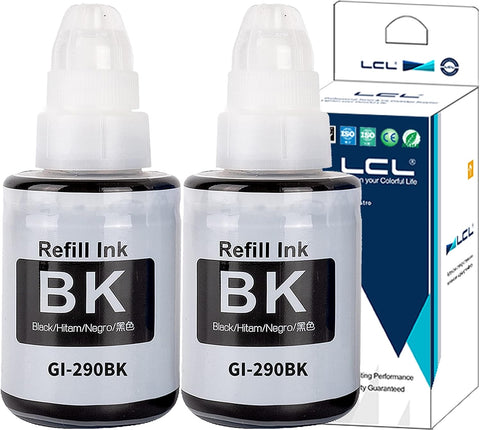 LCL Compatible Ink Bottle Replacement for Canon GI290 GI-290 G1200 G2200 G3200 G4200 G4210 (2-Pack Black)