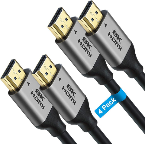 Yauhody HDMI 2.1 Cable 15ft 4Pack 8K@60Hz 4K@120Hz 48Gbps Ultra High Speed eARC, HDR10+ Male Lead Compatible with 4K TV 8K TVPS4 PS5 Switch Monitor Blu-ray Soundbar DVD Laptop