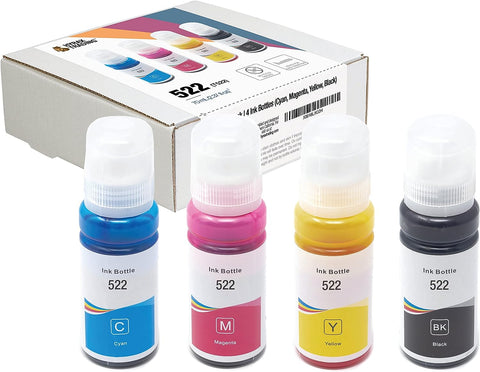 Hyrax Trading Combo Ink Refill Kit Compatible with Epson 522 T522 for EcoTank ET-2400 ET-2720 ET-2800 ET-2803 ET-2840 ET-4800 Printer