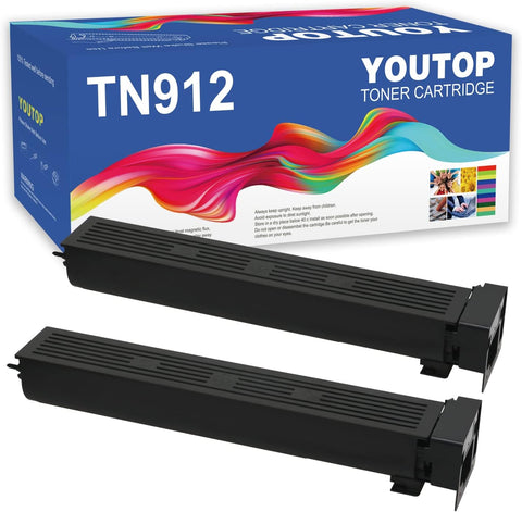 YOUTOP 2PK TN912 TN-912 (A8H5031) Black Toner Cartridge Compatible for Konica Minolta bizhub 958