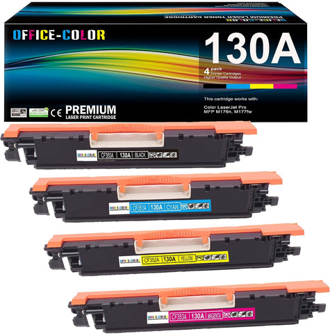 4-Pack Compatible for HP 130A Black,Cyan, Magenta, Yellow Toner Cartridges Works with Color Laserjet Pro MFP M177fw,M176n Printer Ink