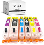 F-ink 6 Colors Empty Refillable Ink Cartridges Replacement for Canon 280xxl 281xxl PGI-280XXL CLI-281XXL for PIXMA TS9120 TS8120 TS8220 TS8320 Printer ( PGBK,BK,C,M,Y,Photo Blue )